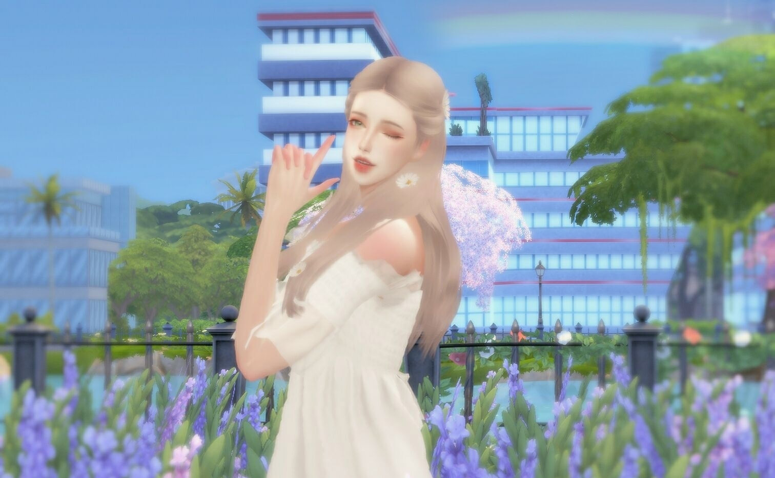 薰衣草丛中的田园少女