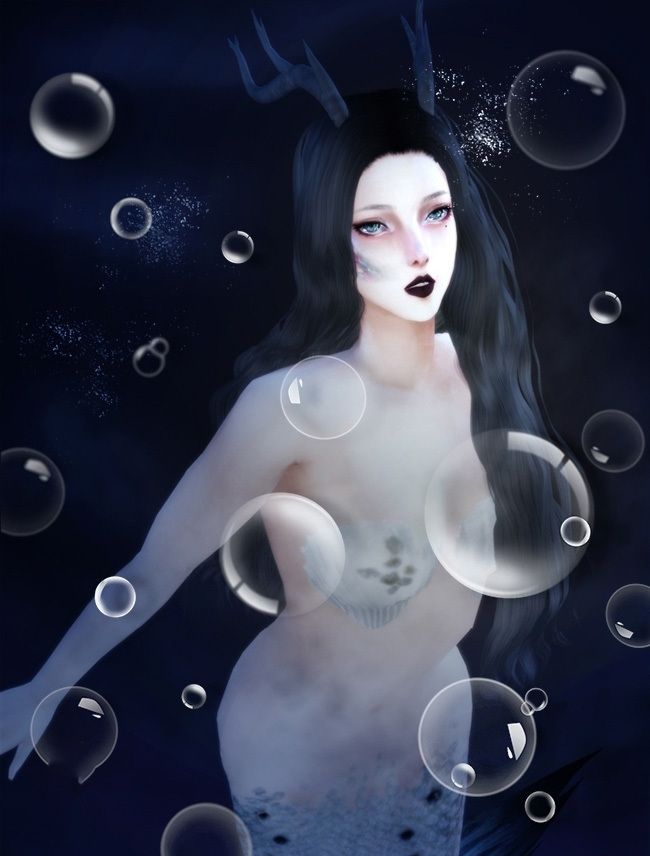 鱼尾龙首的摩羯鱼河神-阿灵